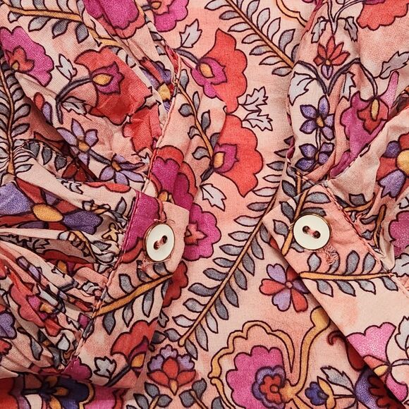 Olivaceous Floral Crop Top Size Small Balloon Sleeve Romantic Feminine Pink - Picture 8 of 11